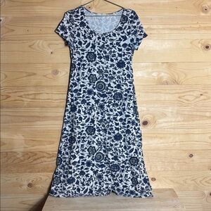 Peruvian Connection Navy and White Floral Midi Dress